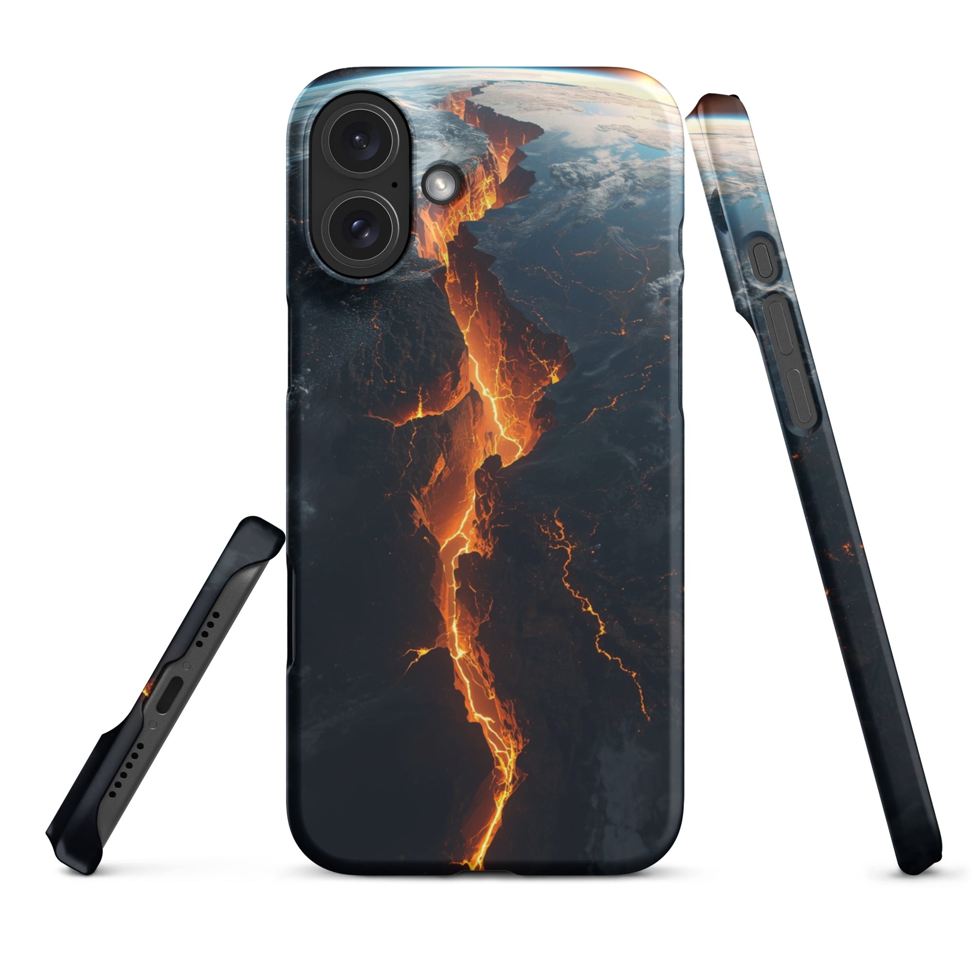 Cover iPhone Resistente – Compatibile con Ricarica Wireless – Design Crack in Planet Earth-Biiply