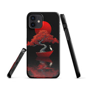 Cover iPhone Resistente – Compatibile con Ricarica Wireless – Design L’Albero del Sole Rosso-Biiply