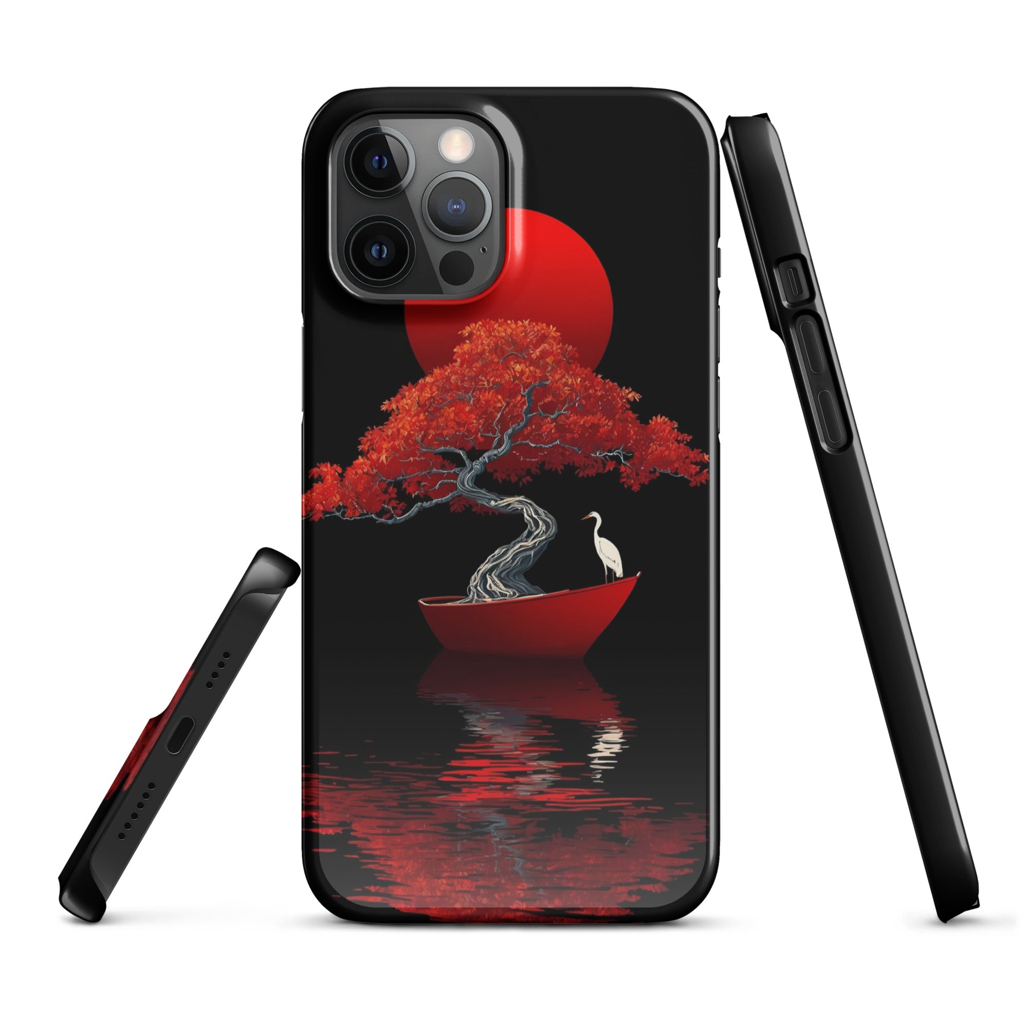 Cover iPhone Resistente – Compatibile con Ricarica Wireless – Design L’Albero del Sole Rosso-Biiply