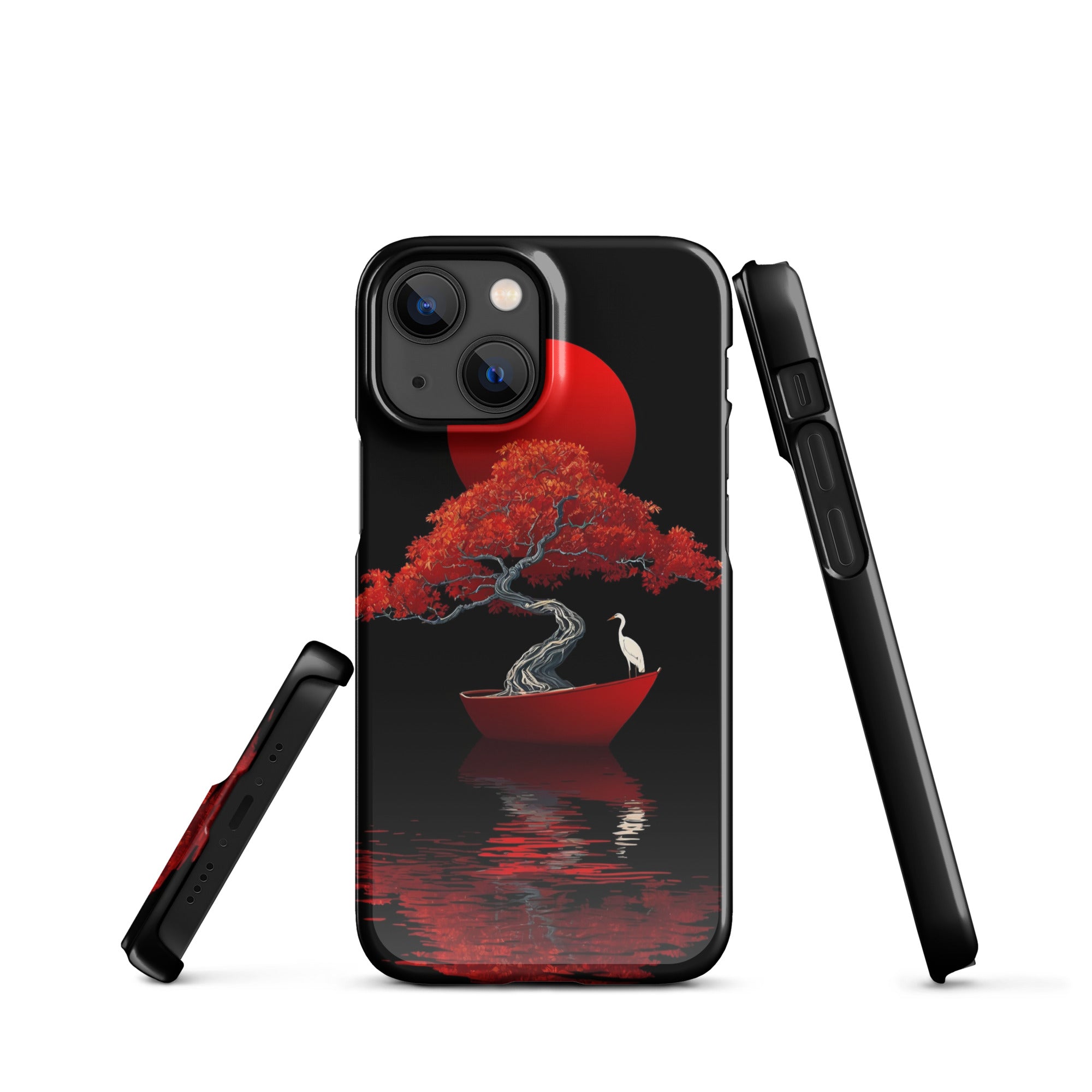 Cover iPhone Resistente – Compatibile con Ricarica Wireless – Design L’Albero del Sole Rosso-Biiply
