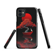Cover iPhone Resistente – Compatibile con Ricarica Wireless – Design L’Albero del Sole Rosso-Biiply