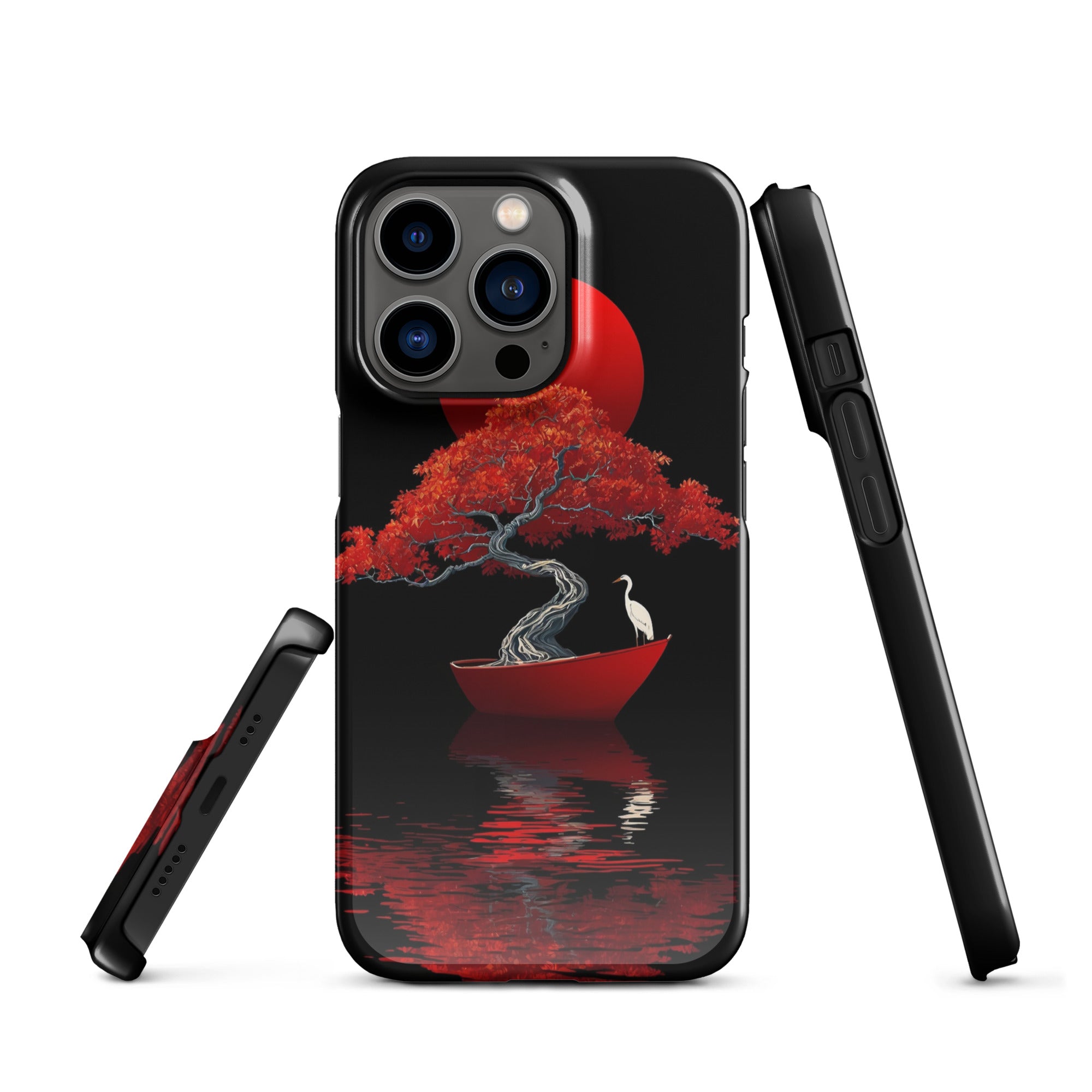 Cover iPhone Resistente – Compatibile con Ricarica Wireless – Design L’Albero del Sole Rosso-Biiply