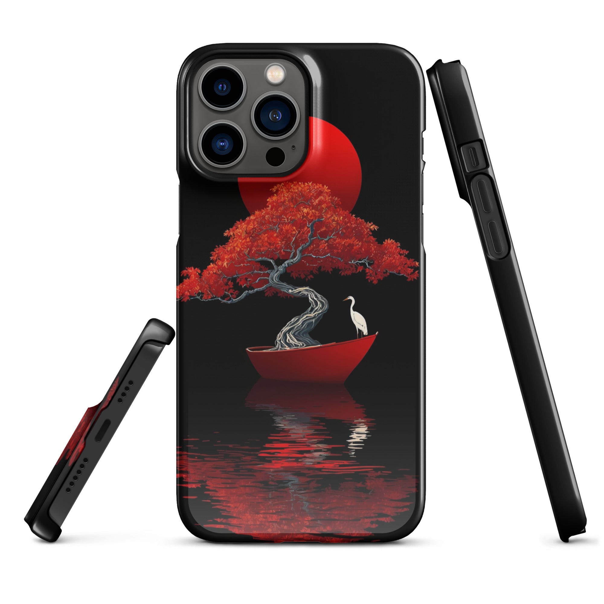 Cover iPhone Resistente – Compatibile con Ricarica Wireless – Design L’Albero del Sole Rosso-Biiply