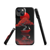 Cover iPhone Resistente – Compatibile con Ricarica Wireless – Design L’Albero del Sole Rosso-Biiply