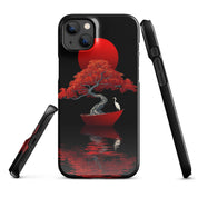Cover iPhone Resistente – Compatibile con Ricarica Wireless – Design L’Albero del Sole Rosso-Biiply