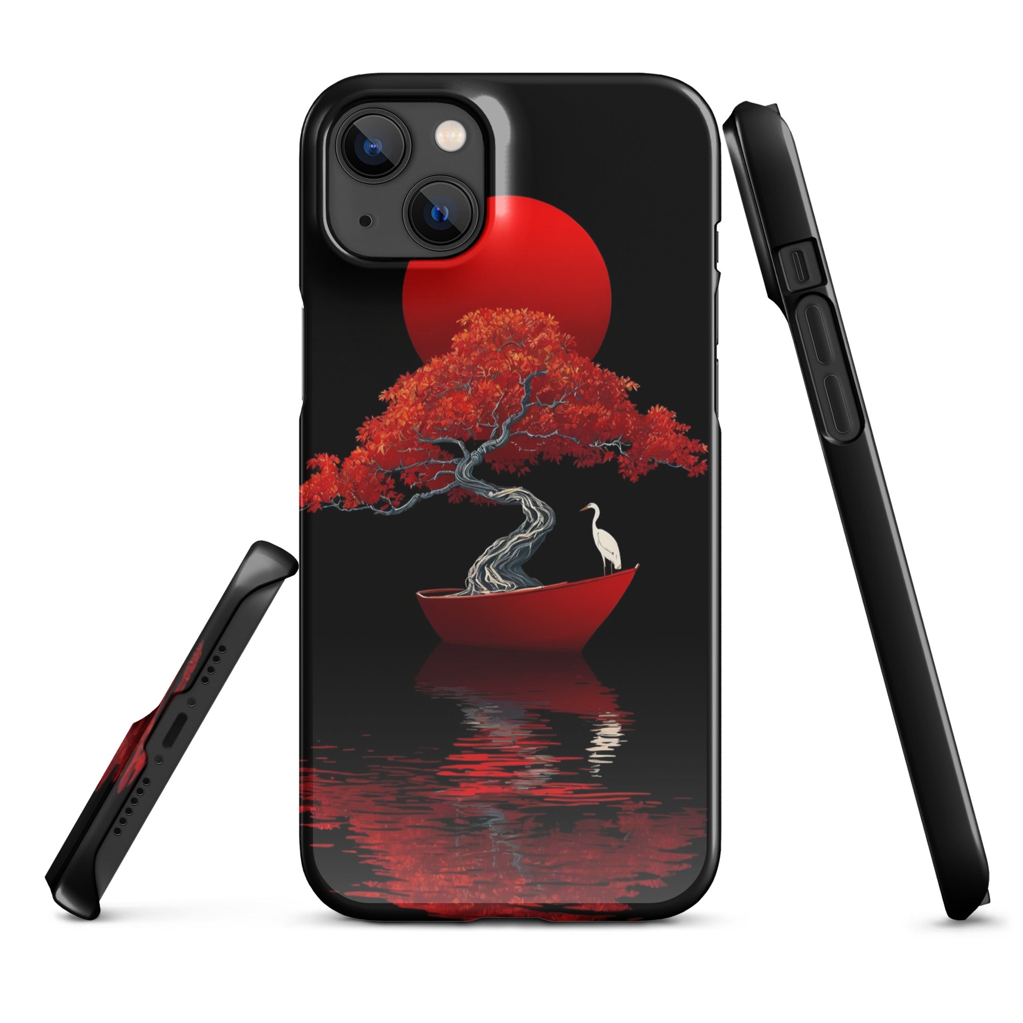Cover iPhone Resistente – Compatibile con Ricarica Wireless – Design L’Albero del Sole Rosso-Biiply