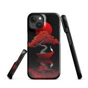 Cover iPhone Resistente – Compatibile con Ricarica Wireless – Design L’Albero del Sole Rosso-Biiply