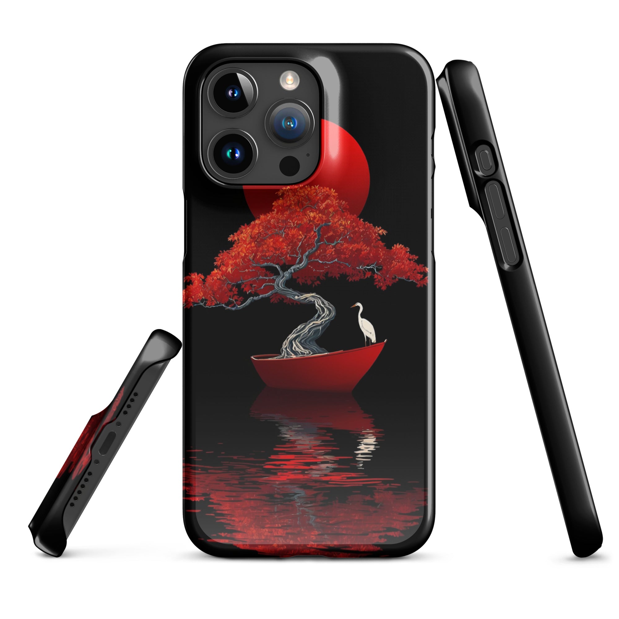 Cover iPhone Resistente – Compatibile con Ricarica Wireless – Design L’Albero del Sole Rosso-Biiply