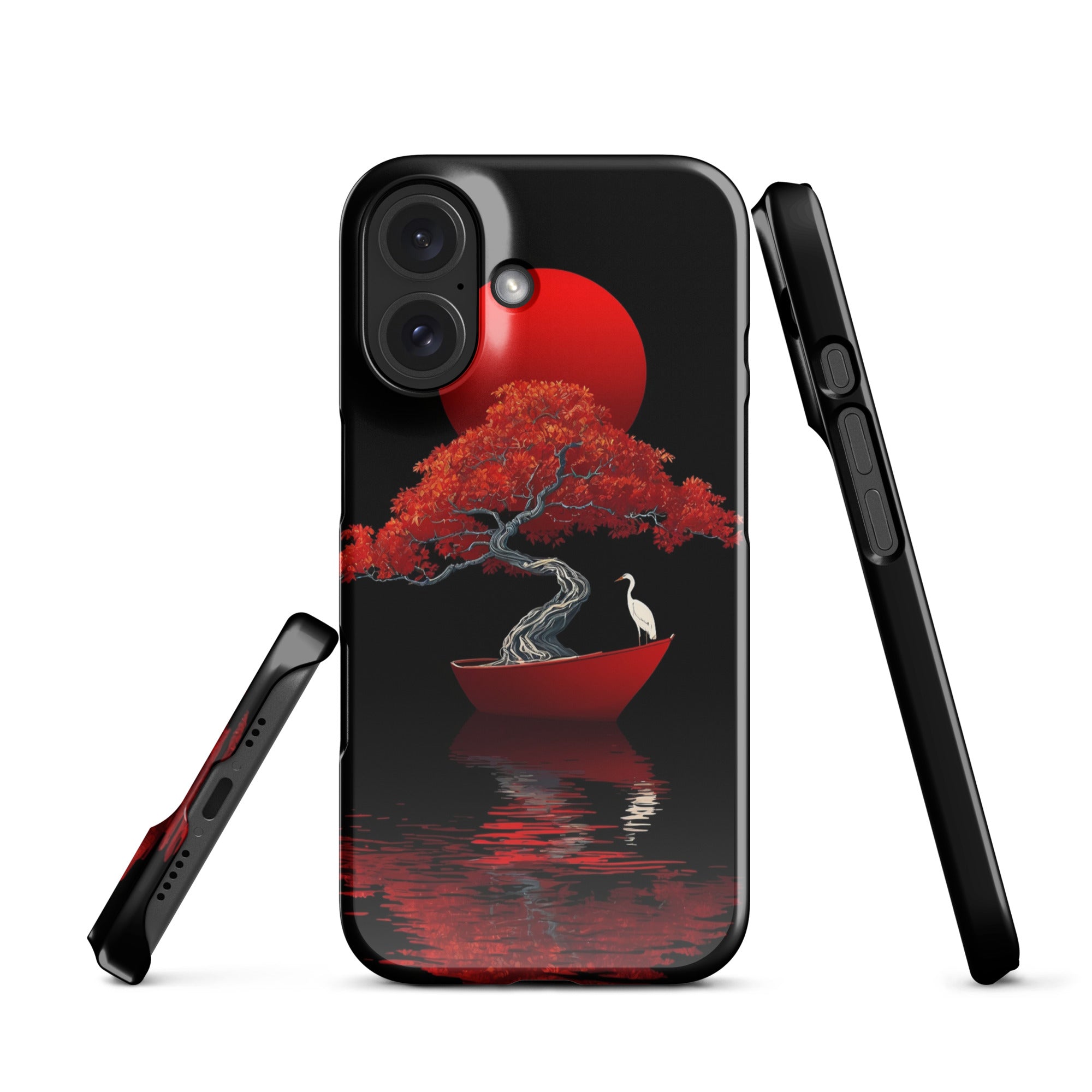 Cover iPhone Resistente – Compatibile con Ricarica Wireless – Design L’Albero del Sole Rosso-Biiply