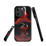 Cover iPhone Resistente – Compatibile con Ricarica Wireless – Design L’Albero del Sole Rosso-Biiply