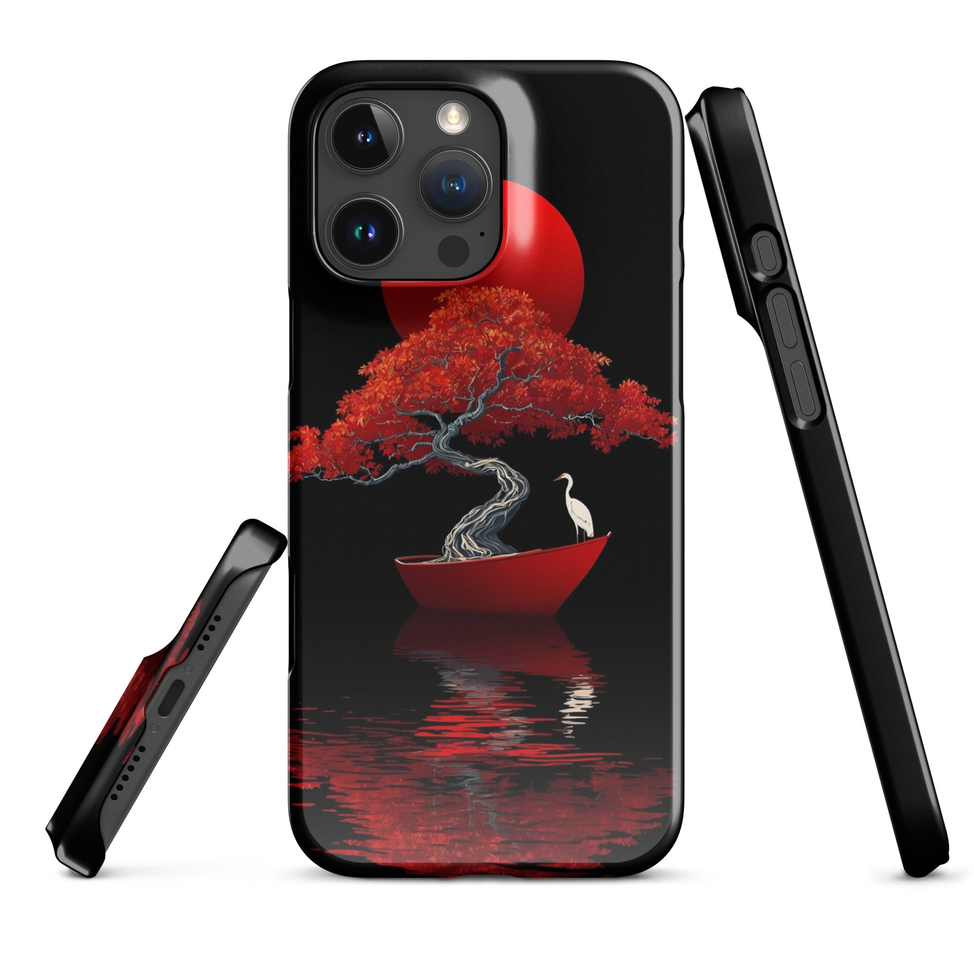 Cover iPhone Resistente – Compatibile con Ricarica Wireless – Design L’Albero del Sole Rosso-Biiply