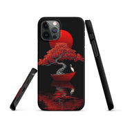 Cover iPhone Resistente – Compatibile con Ricarica Wireless – Design L’Albero del Sole Rosso-Biiply