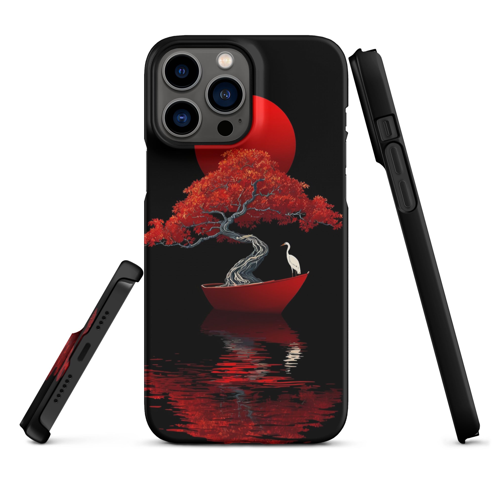 Cover iPhone Resistente – Compatibile con Ricarica Wireless – Design L’Albero del Sole Rosso-Biiply