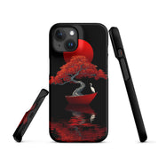 Cover iPhone Resistente – Compatibile con Ricarica Wireless – Design L’Albero del Sole Rosso-Biiply