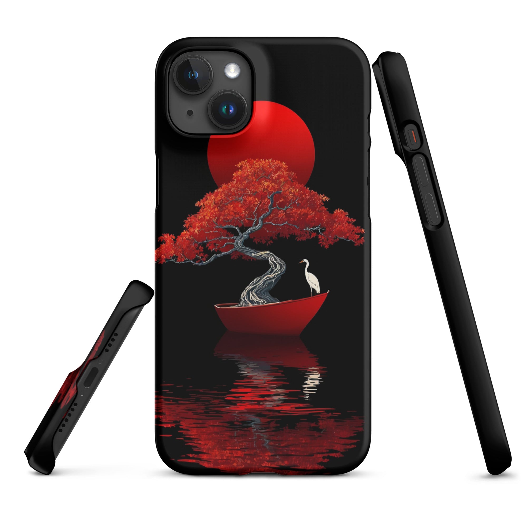 Cover iPhone Resistente – Compatibile con Ricarica Wireless – Design L’Albero del Sole Rosso-Biiply
