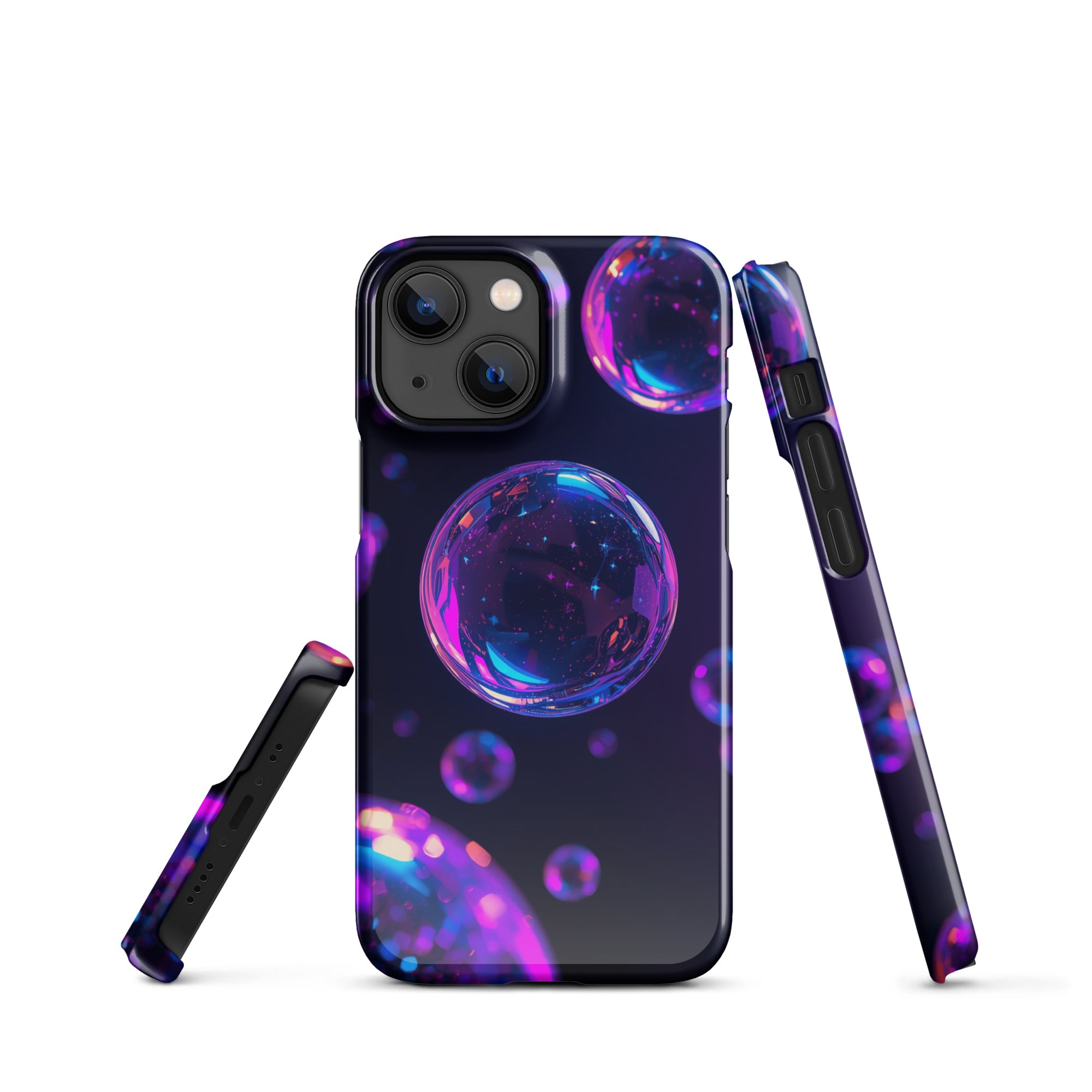Cover iPhone Resistente – Compatibile con Ricarica Wireless – Design Purple Bubbles-Biiply