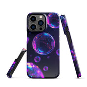 Cover iPhone Resistente – Compatibile con Ricarica Wireless – Design Purple Bubbles-Biiply