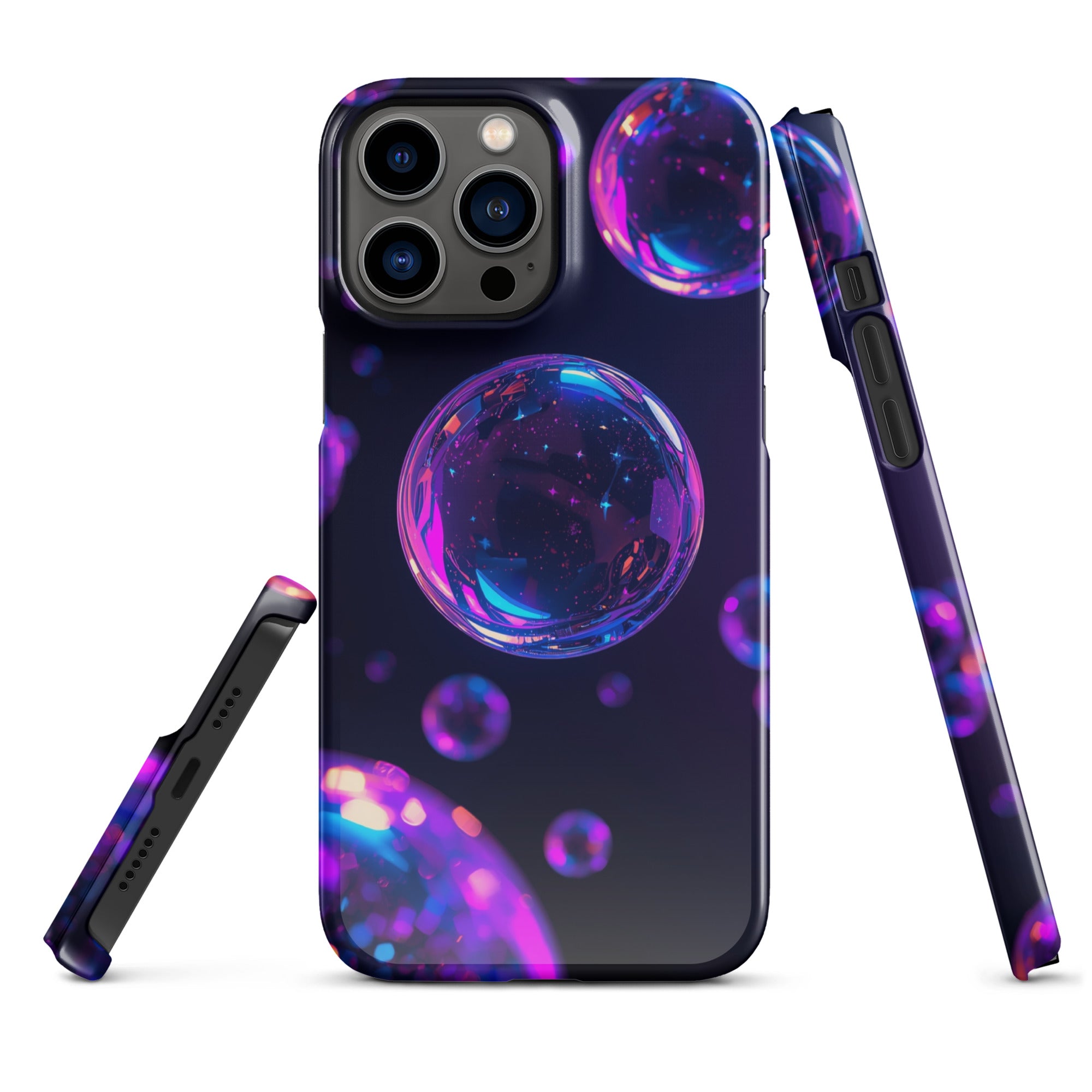 Cover iPhone Resistente – Compatibile con Ricarica Wireless – Design Purple Bubbles-Biiply