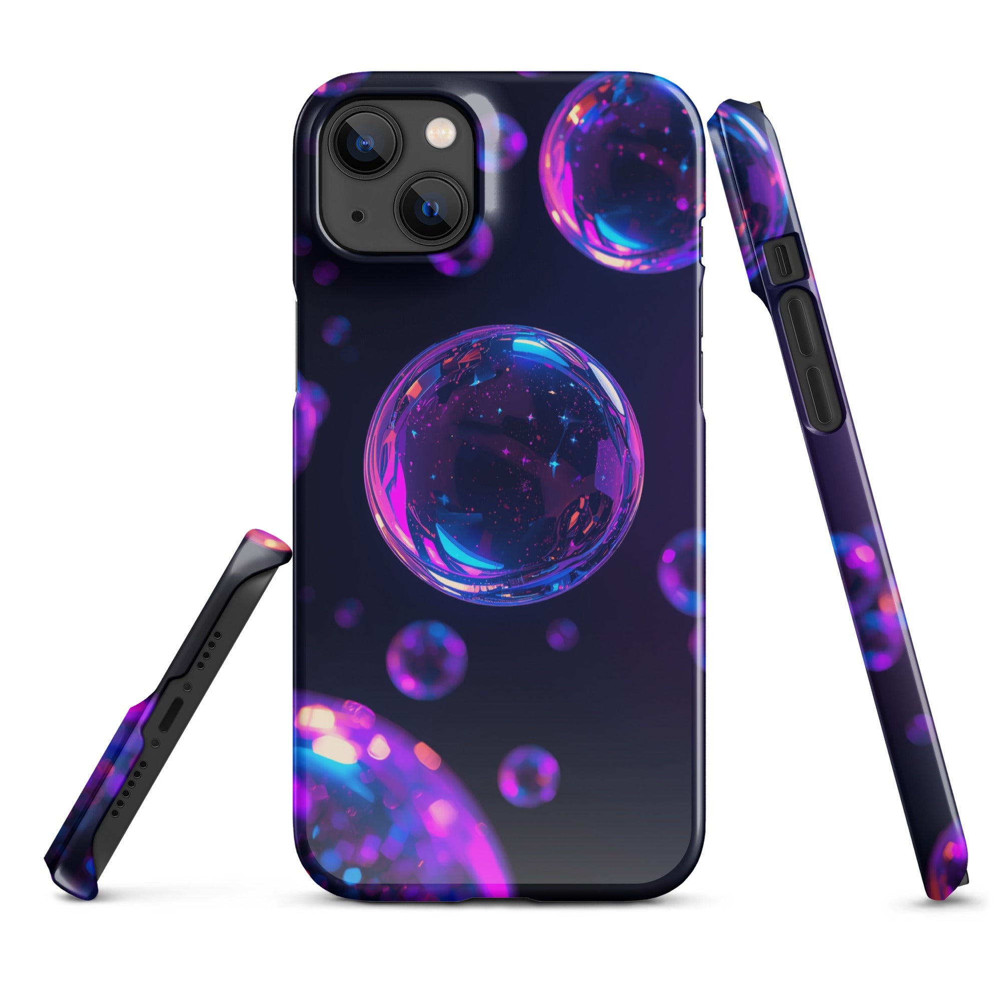Cover iPhone Resistente – Compatibile con Ricarica Wireless – Design Purple Bubbles-Biiply