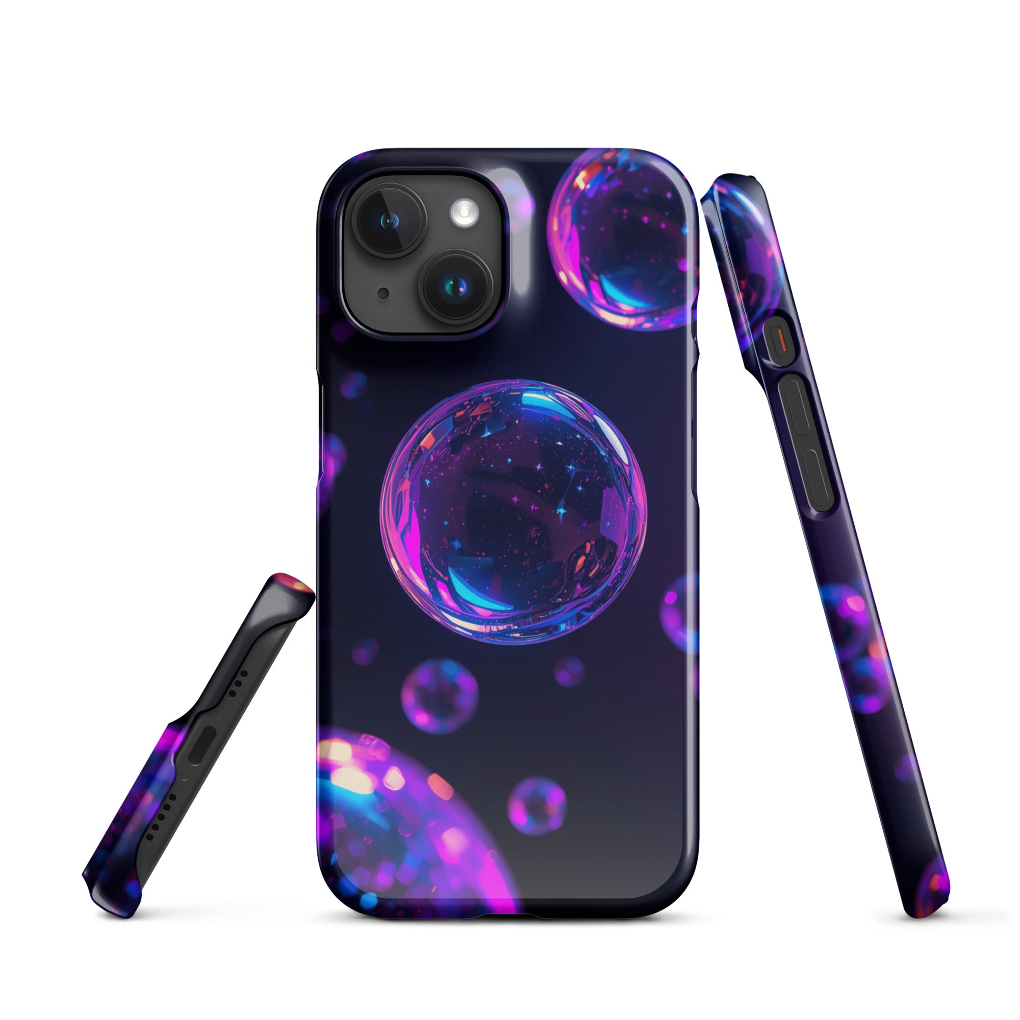 Cover iPhone Resistente – Compatibile con Ricarica Wireless – Design Purple Bubbles-Biiply