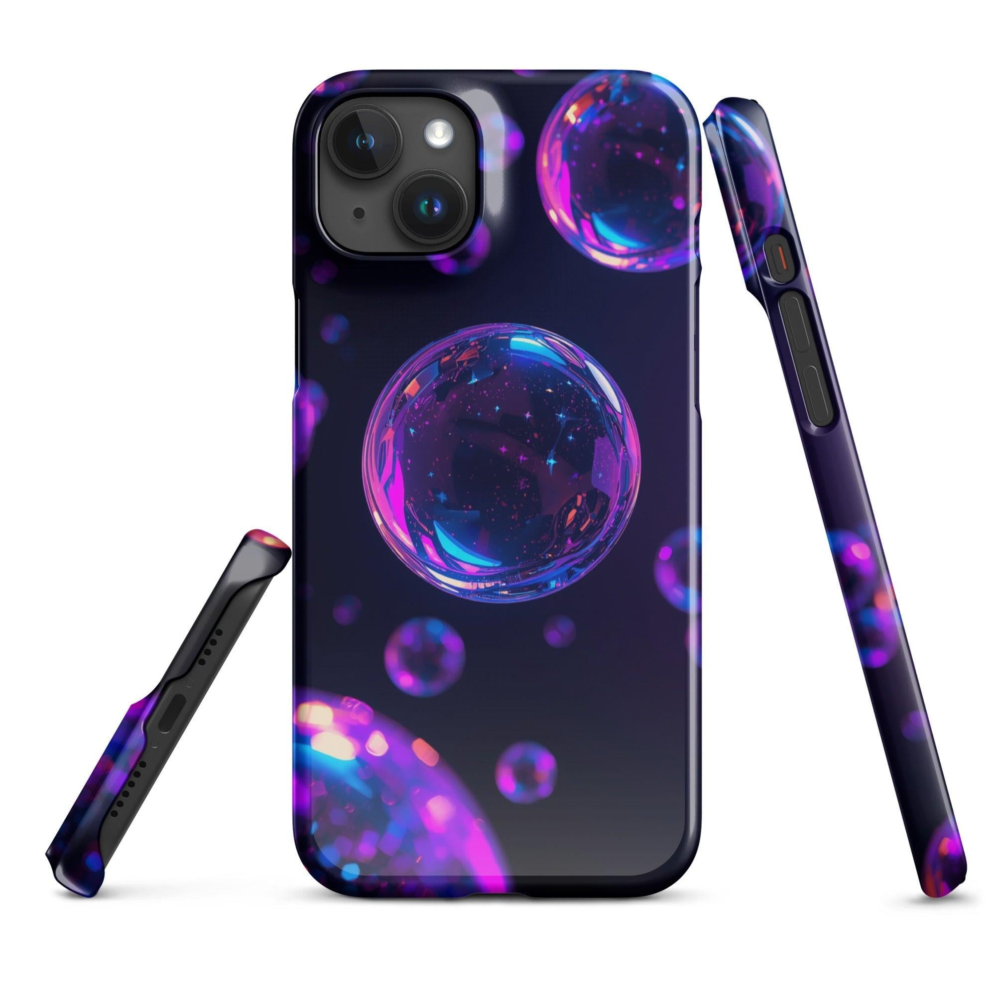 Cover iPhone Resistente – Compatibile con Ricarica Wireless – Design Purple Bubbles-Biiply