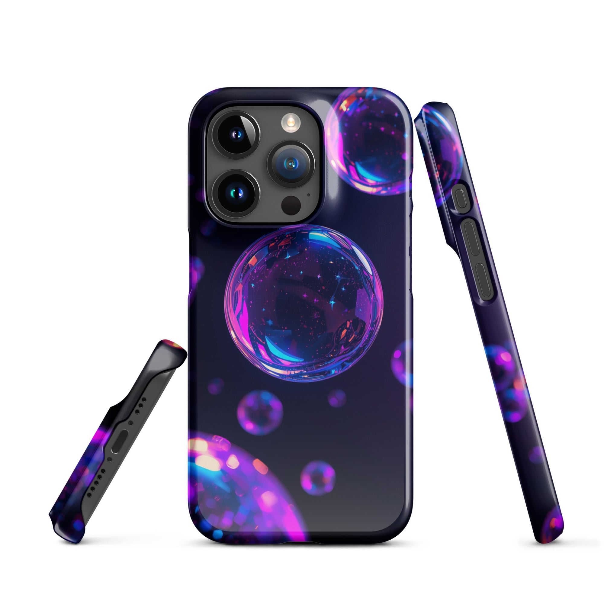 Cover iPhone Resistente – Compatibile con Ricarica Wireless – Design Purple Bubbles-Biiply