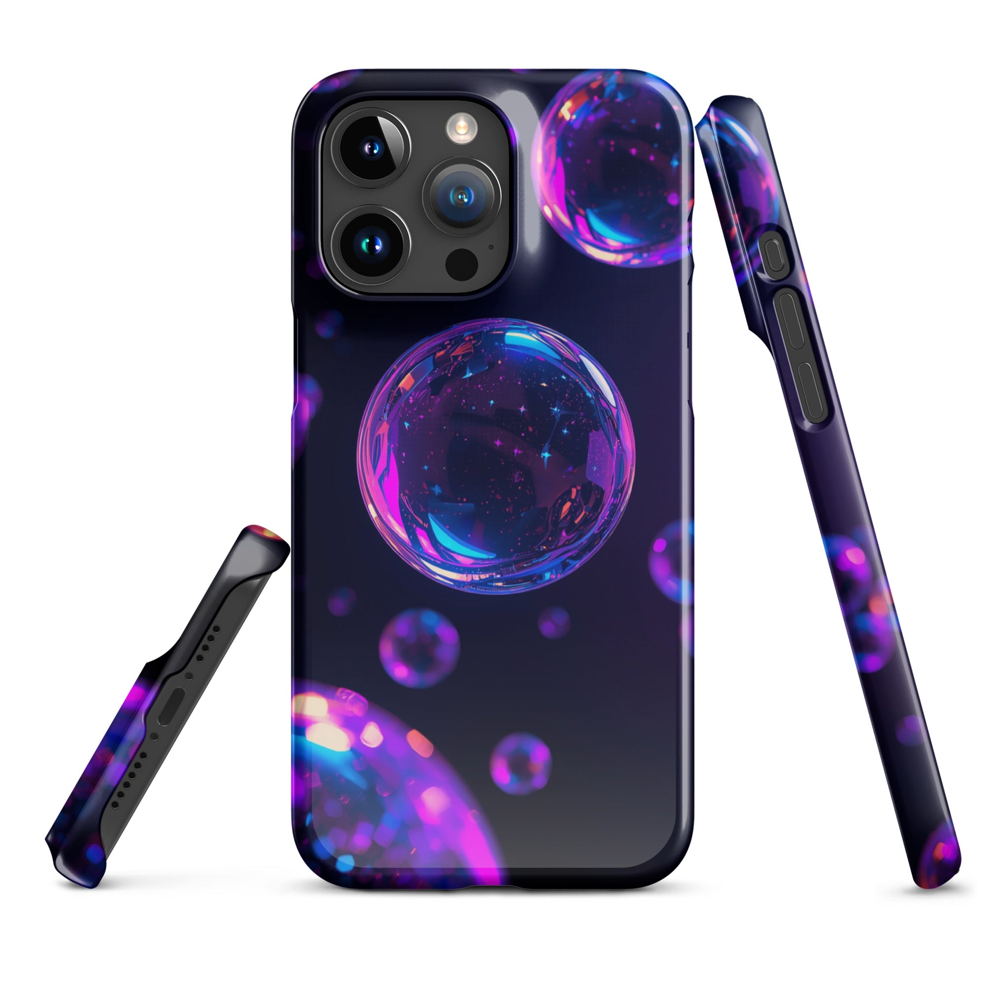 Cover iPhone Resistente – Compatibile con Ricarica Wireless – Design Purple Bubbles-Biiply