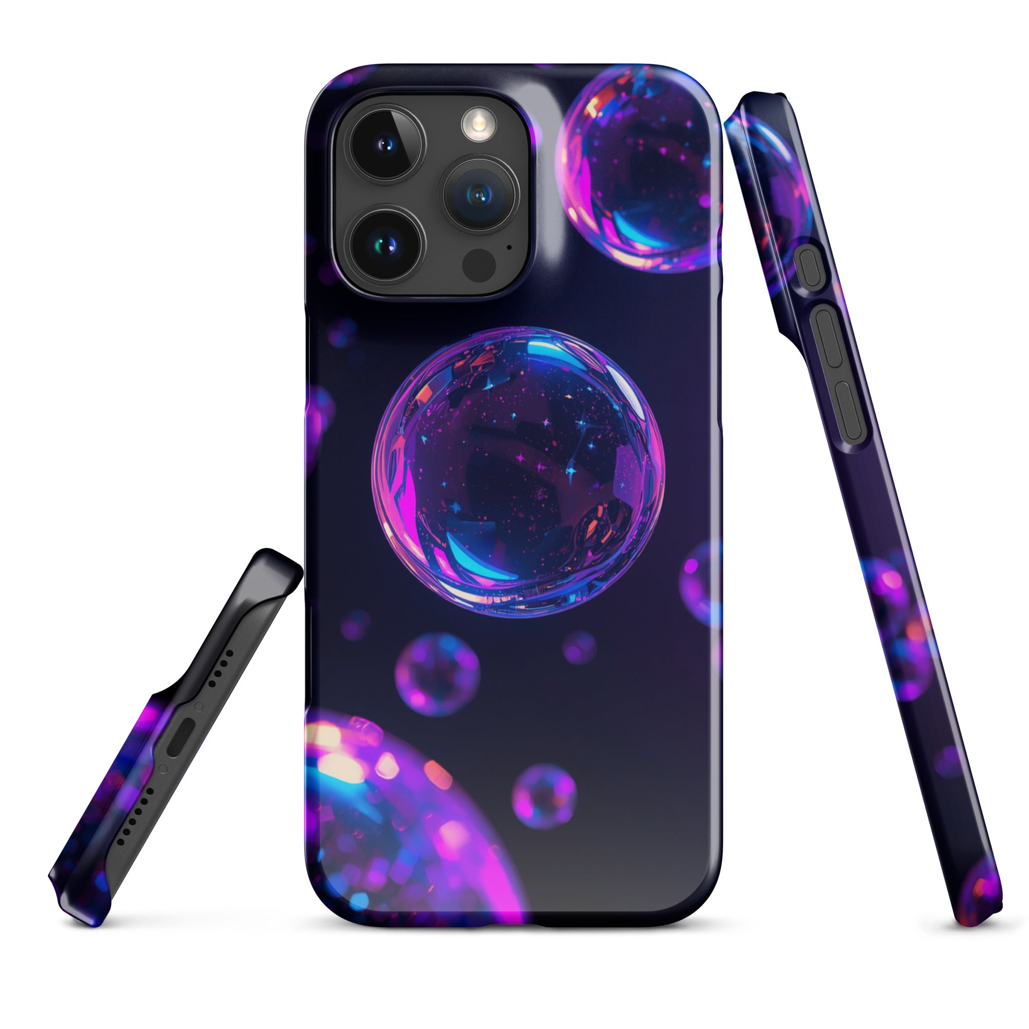 Cover iPhone Resistente – Compatibile con Ricarica Wireless – Design Purple Bubbles-Biiply