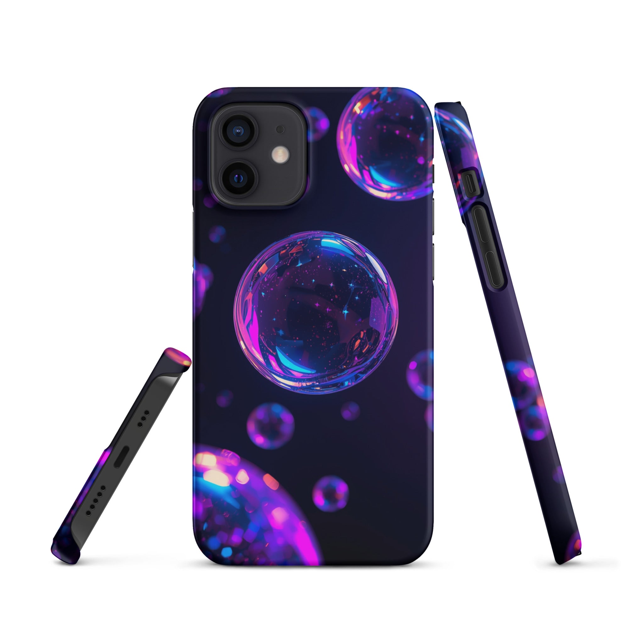 Cover iPhone Resistente – Compatibile con Ricarica Wireless – Design Purple Bubbles-Biiply
