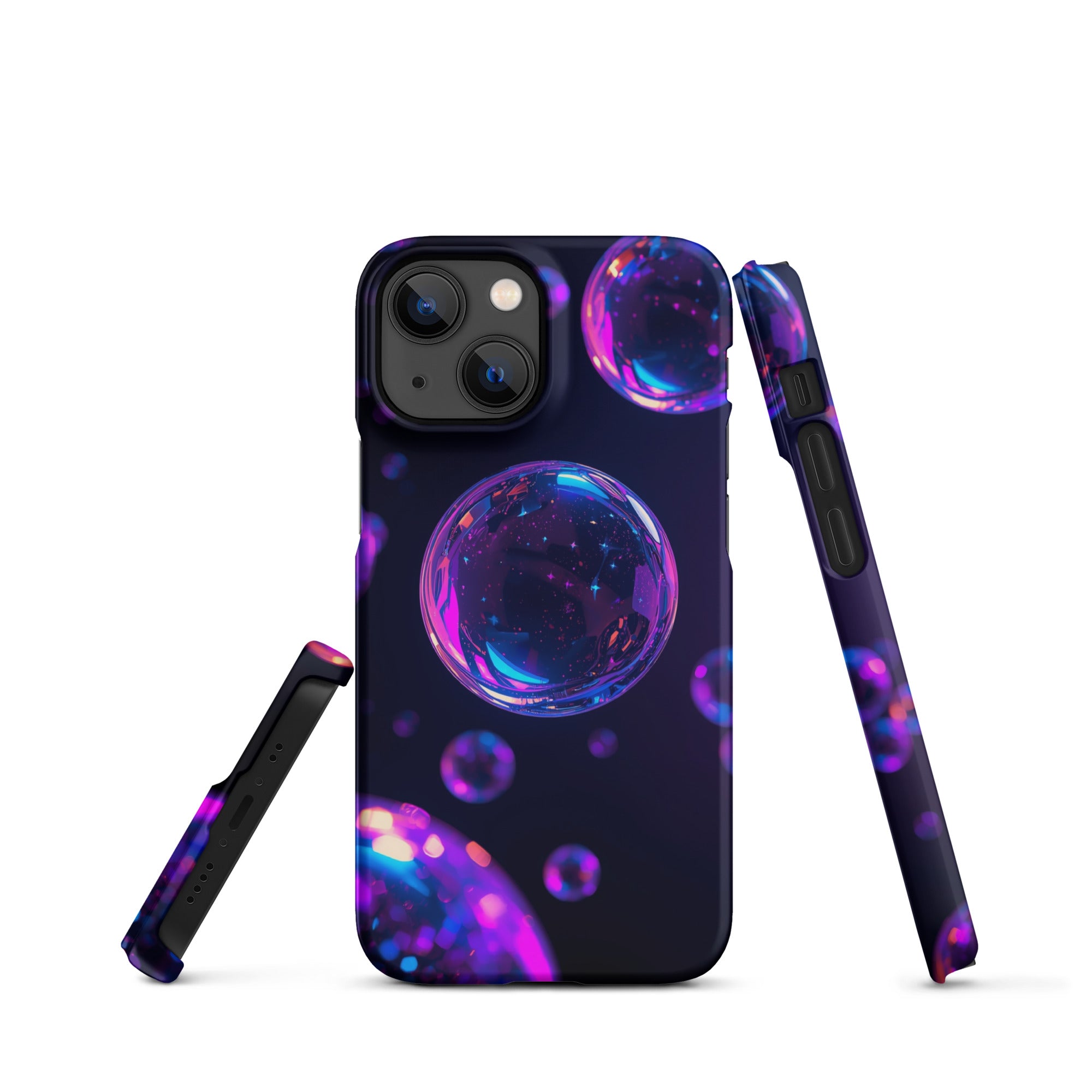 Cover iPhone Resistente – Compatibile con Ricarica Wireless – Design Purple Bubbles-Biiply