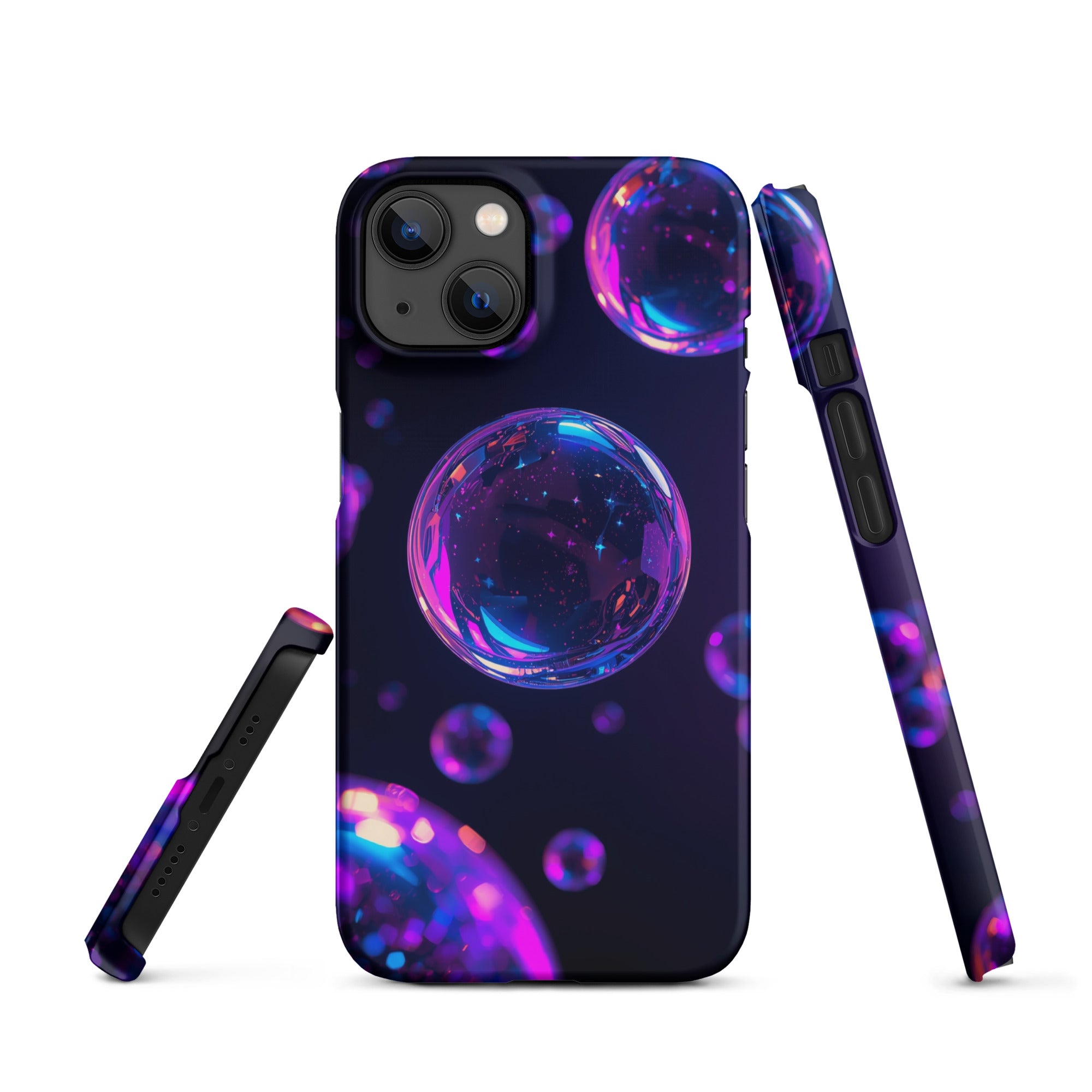 Cover iPhone Resistente – Compatibile con Ricarica Wireless – Design Purple Bubbles-Biiply