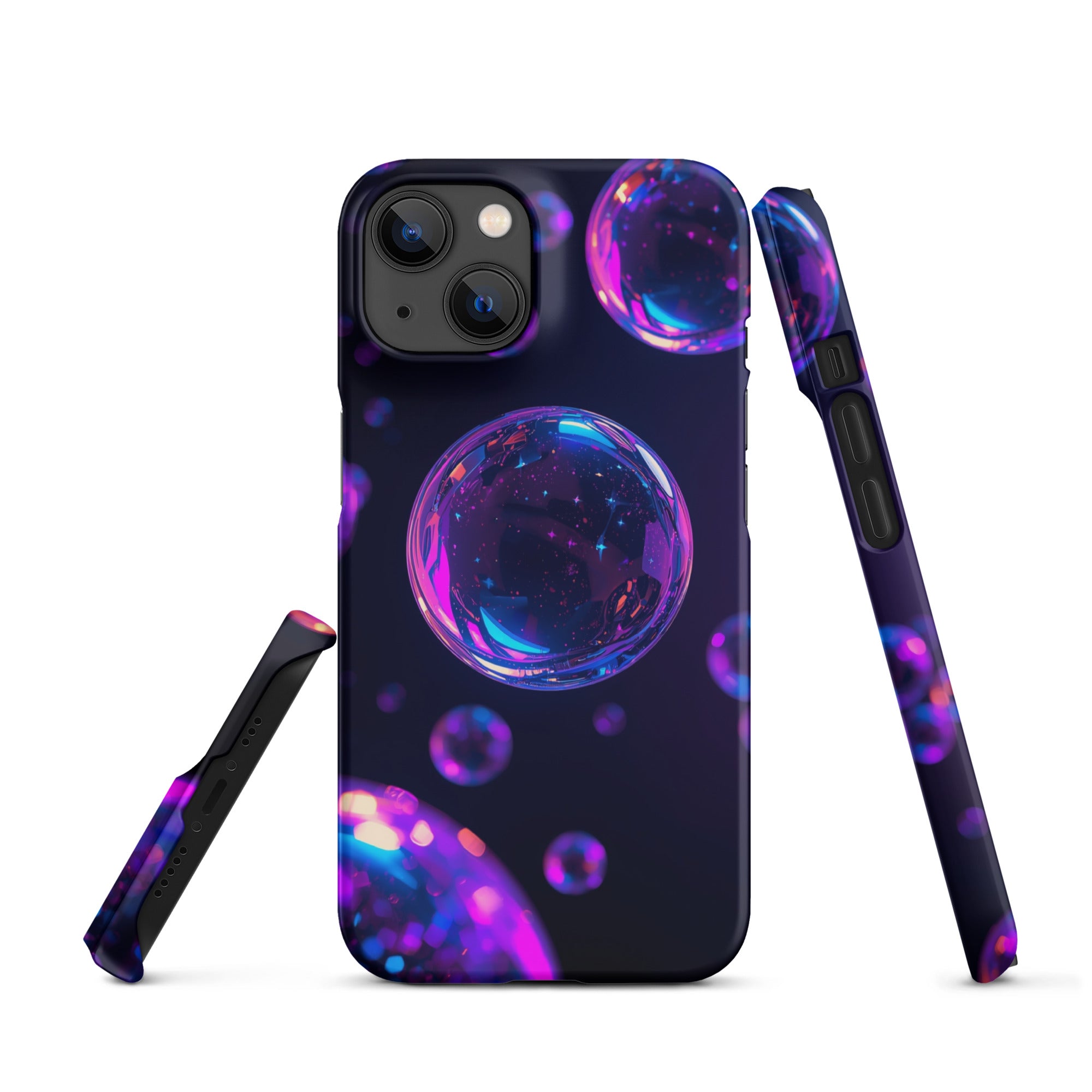 Cover iPhone Resistente – Compatibile con Ricarica Wireless – Design Purple Bubbles-Biiply