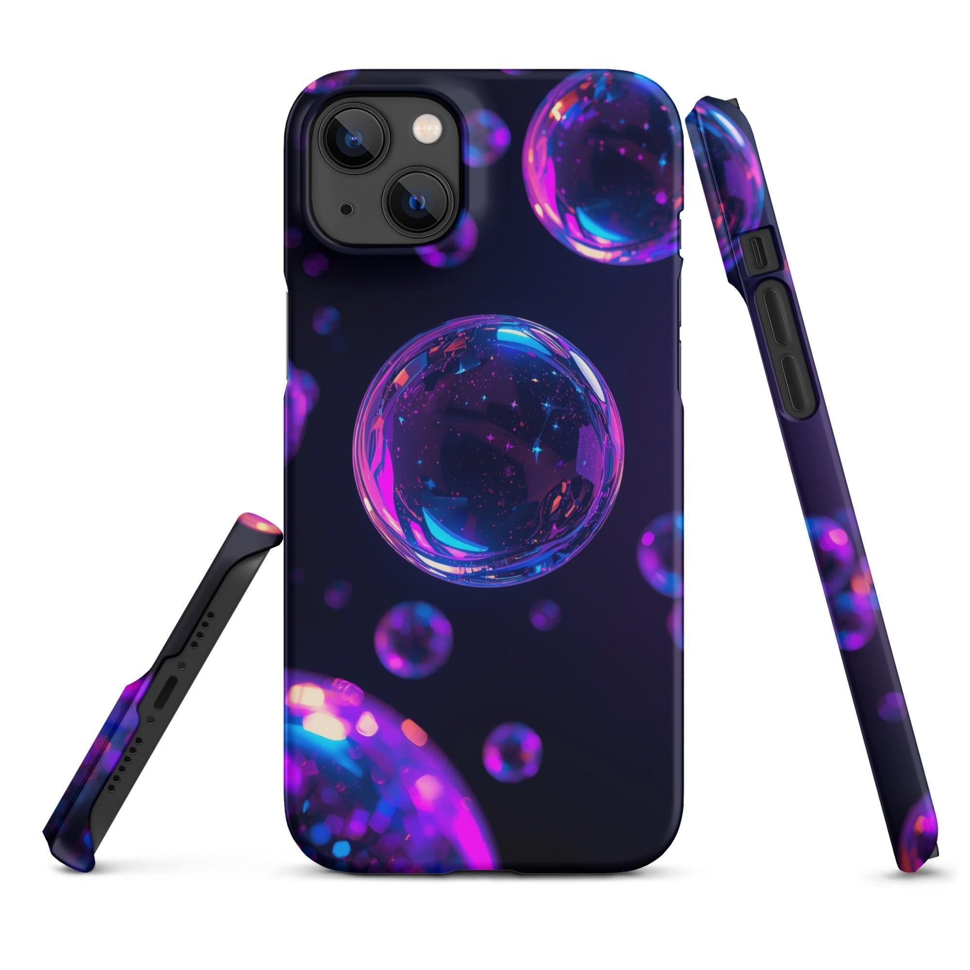 Cover iPhone Resistente – Compatibile con Ricarica Wireless – Design Purple Bubbles-Biiply