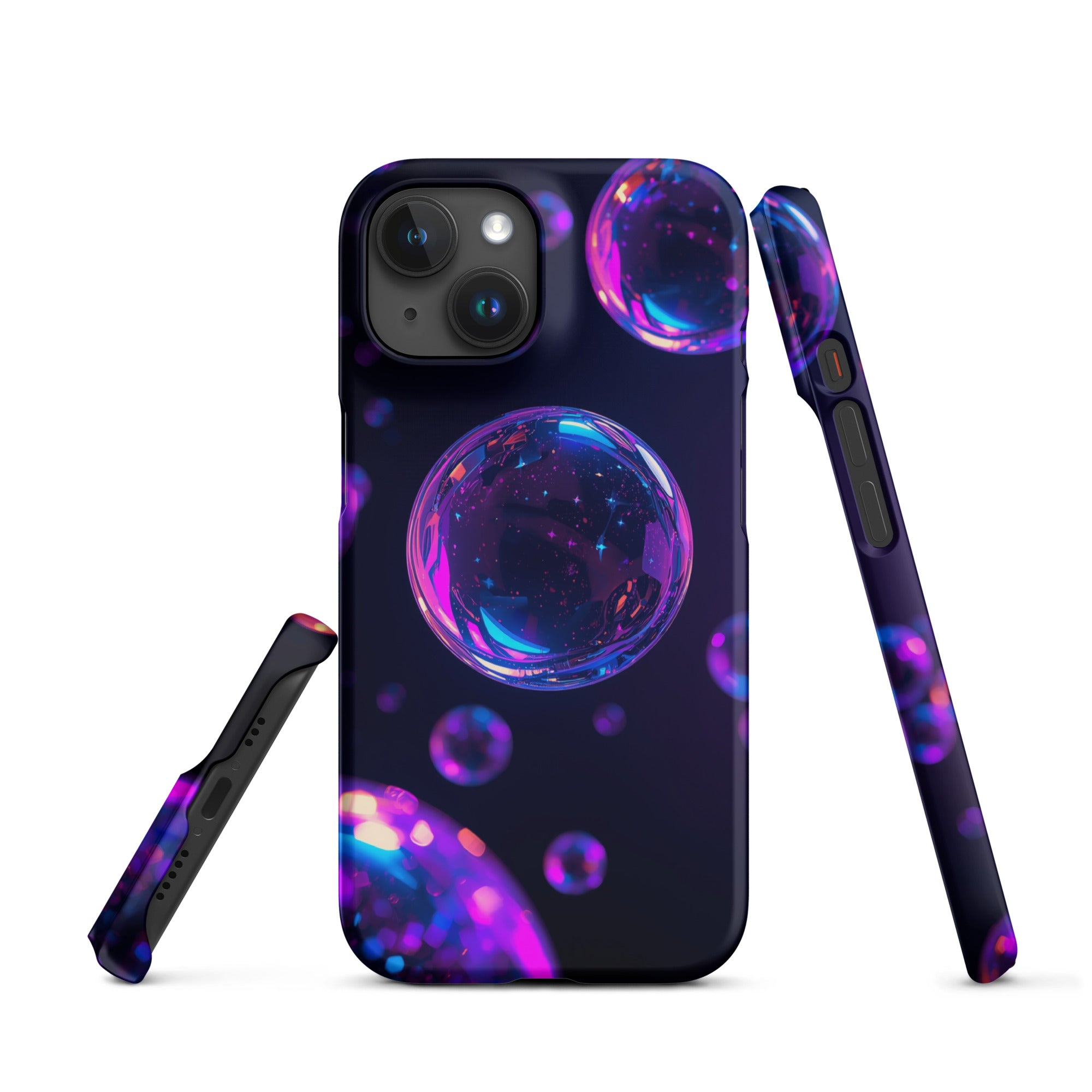 Cover iPhone Resistente – Compatibile con Ricarica Wireless – Design Purple Bubbles-Biiply
