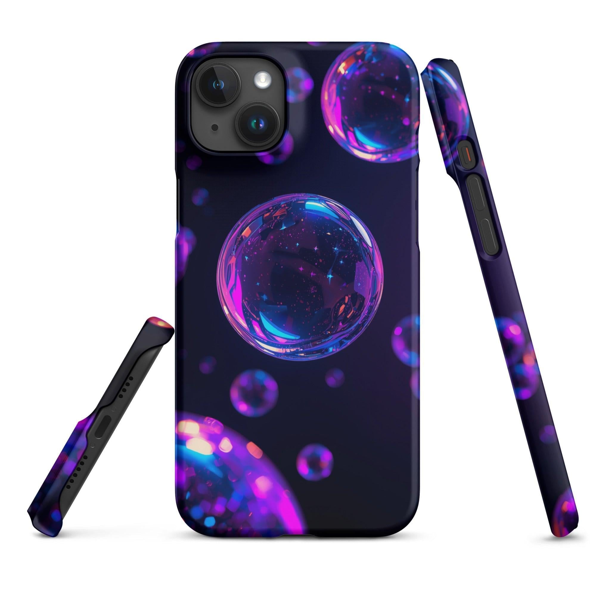 Cover iPhone Resistente – Compatibile con Ricarica Wireless – Design Purple Bubbles-Biiply