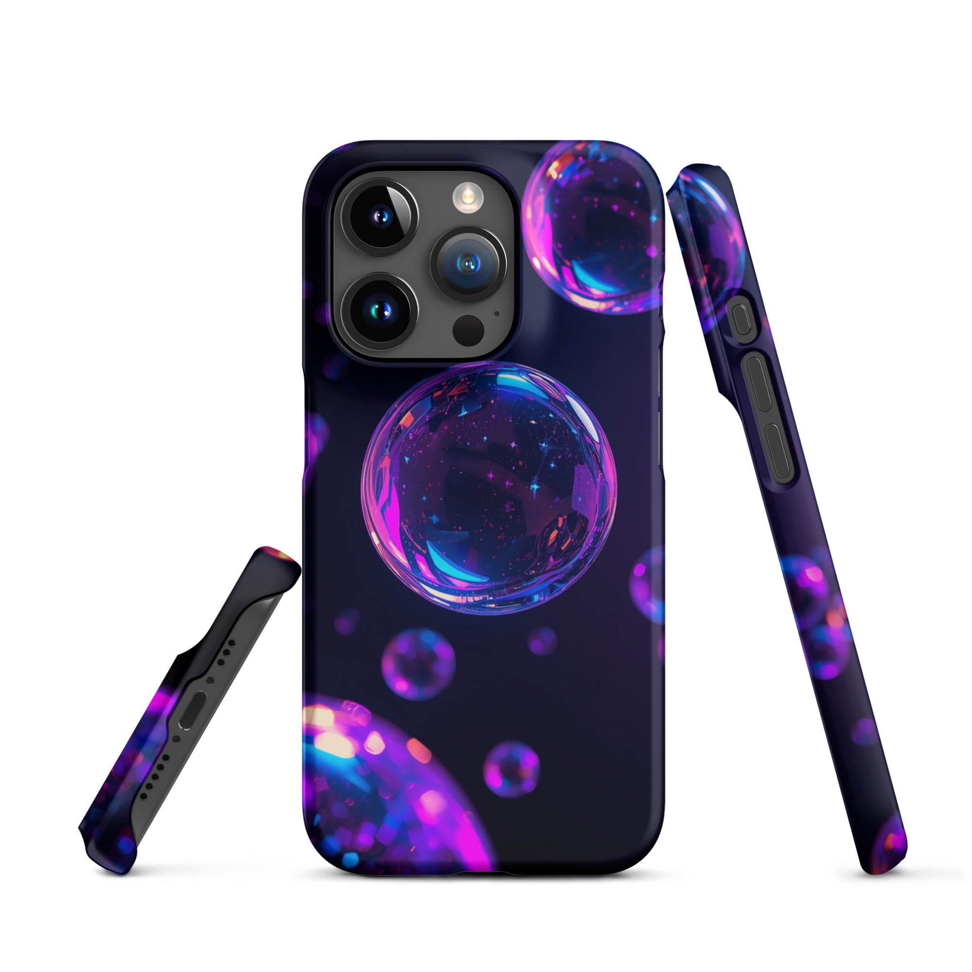 Cover iPhone Resistente – Compatibile con Ricarica Wireless – Design Purple Bubbles-Biiply