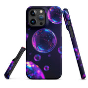 Cover iPhone Resistente – Compatibile con Ricarica Wireless – Design Purple Bubbles-Biiply