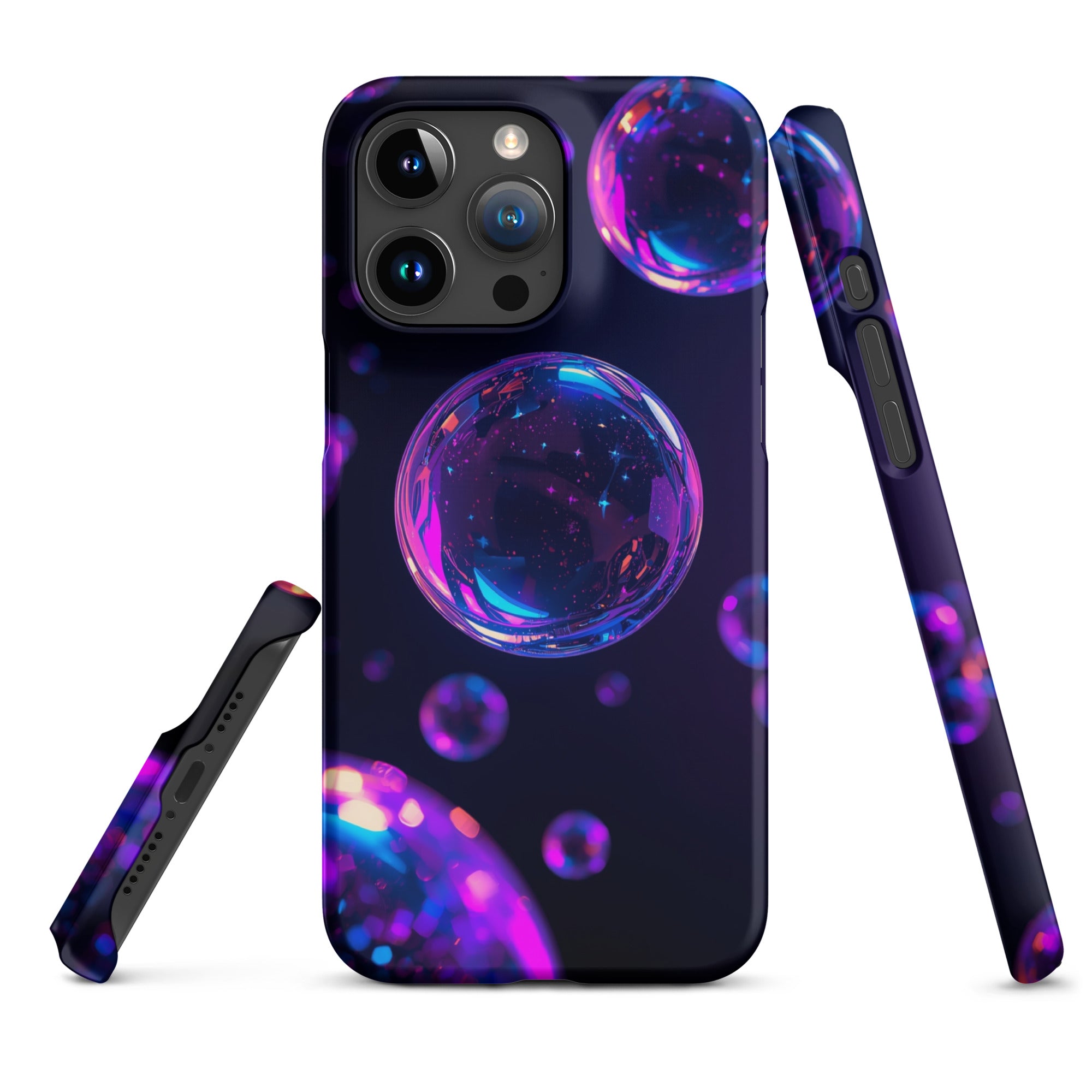Cover iPhone Resistente – Compatibile con Ricarica Wireless – Design Purple Bubbles-Biiply