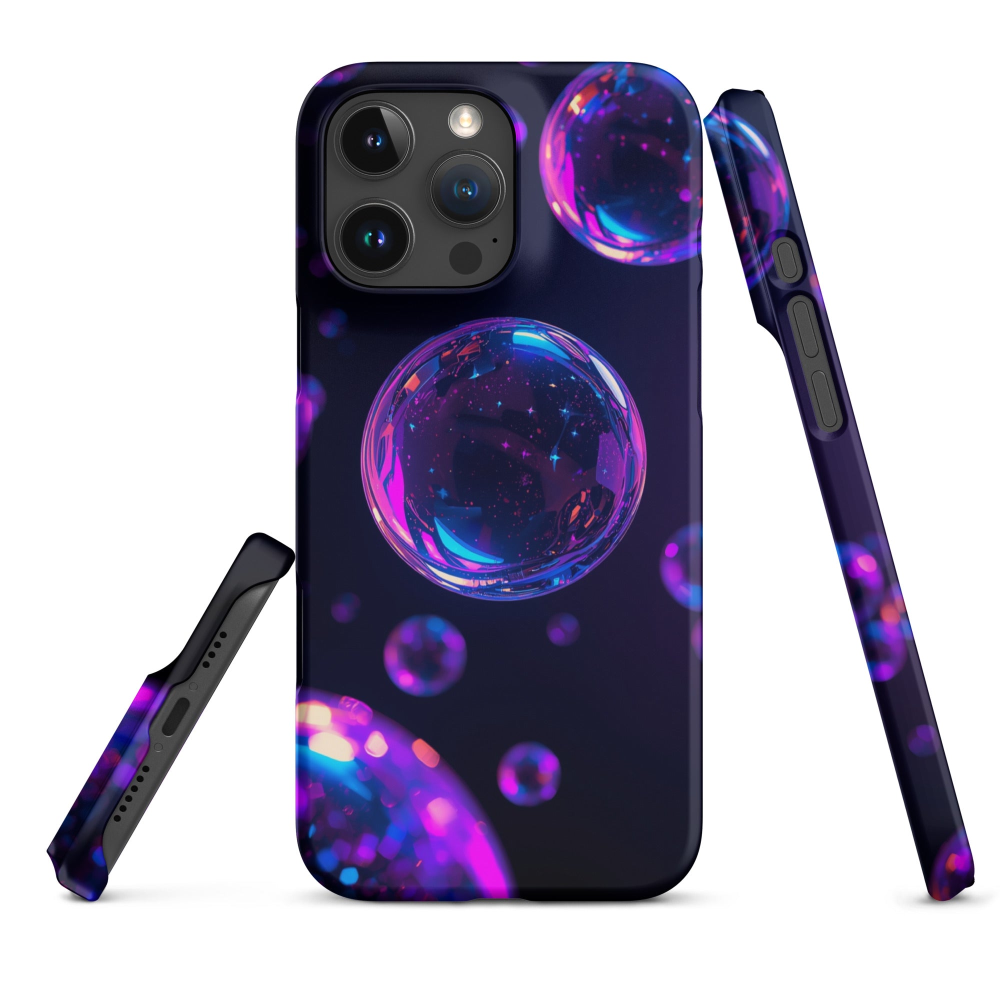 Cover iPhone Resistente – Compatibile con Ricarica Wireless – Design Purple Bubbles-Biiply