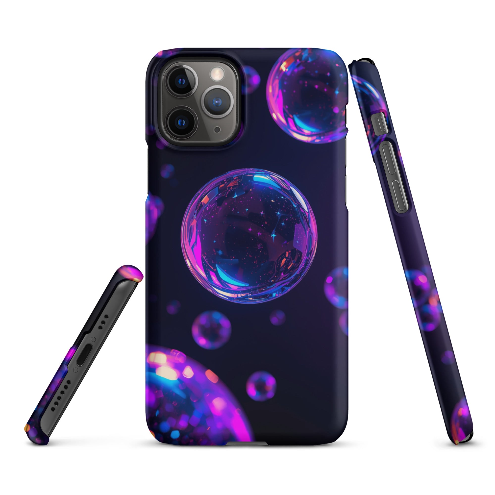 Cover iPhone Resistente – Compatibile con Ricarica Wireless – Design Purple Bubbles-Biiply