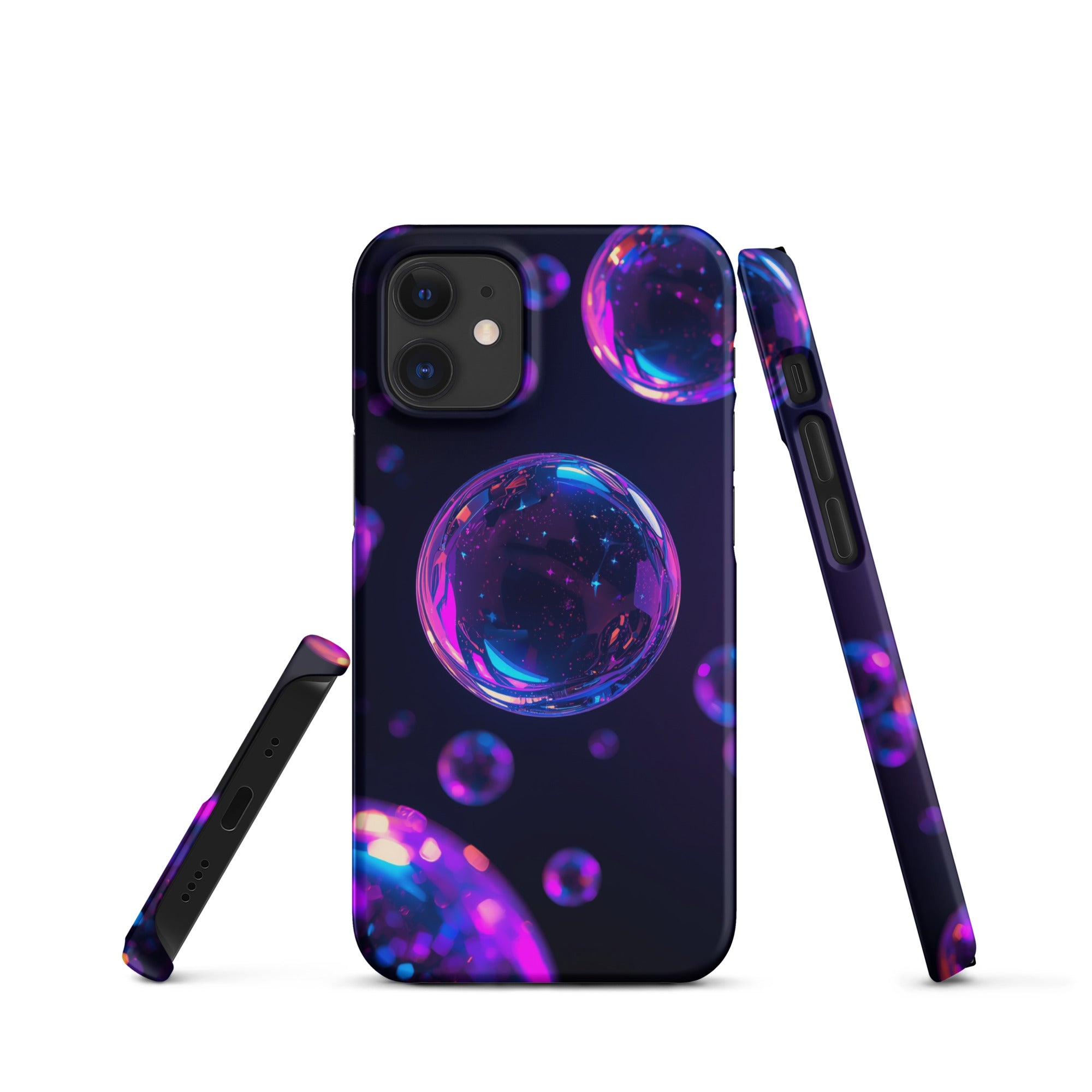 Cover iPhone Resistente – Compatibile con Ricarica Wireless – Design Purple Bubbles-Biiply