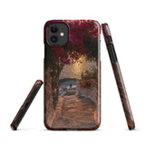Cover iPhone Resistente – Compatibile con Ricarica Wireless – Design Tra Fiori e Pietra