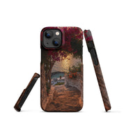 Cover iPhone Resistente – Compatibile con Ricarica Wireless – Design Tra Fiori e Pietra-Biiply