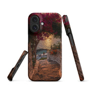 Cover iPhone Resistente – Compatibile con Ricarica Wireless – Design Tra Fiori e Pietra-Biiply