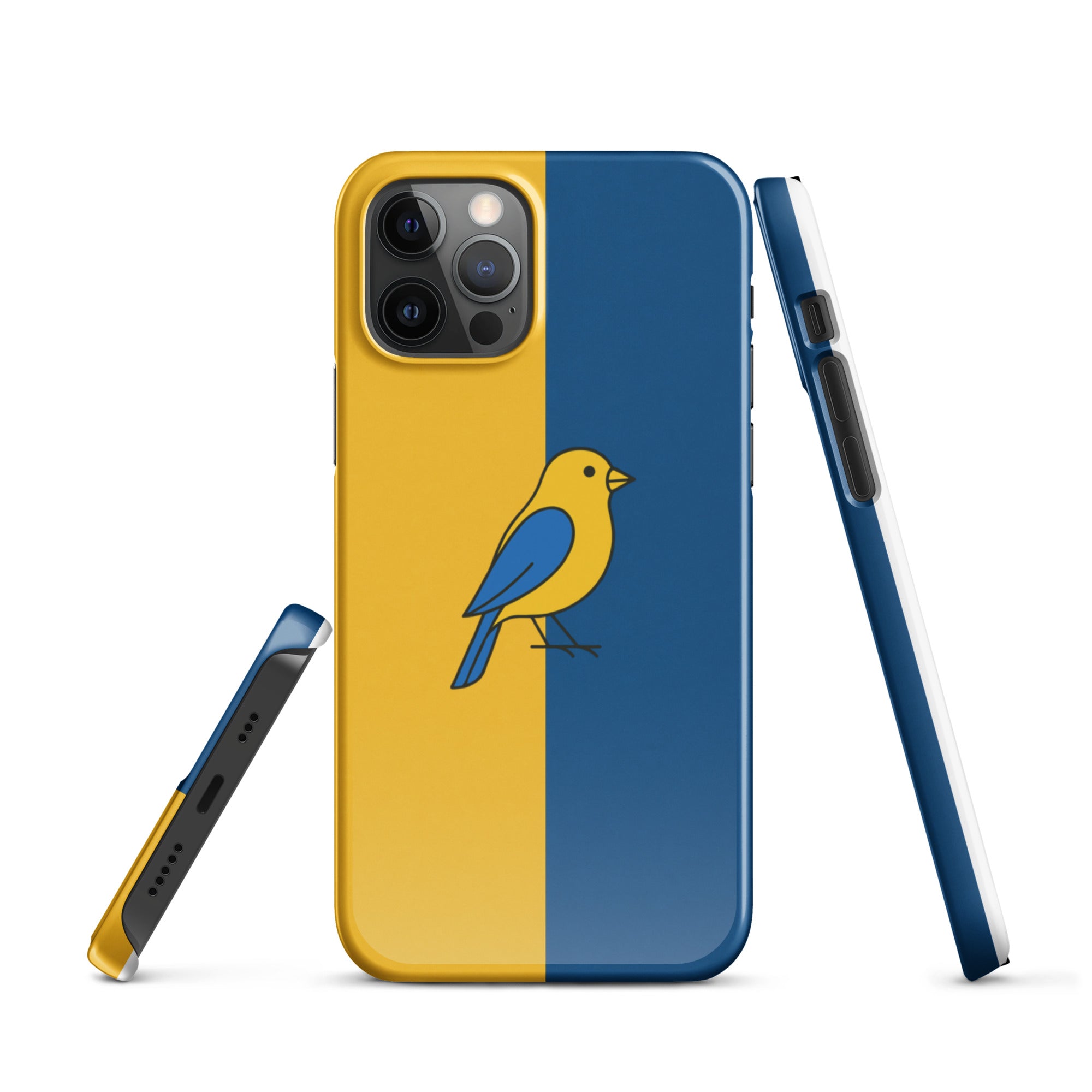 Cover iPhone Resistente – Compatibile con Ricarica Wireless – Design Uccellino Giallo Blu-Biiply
