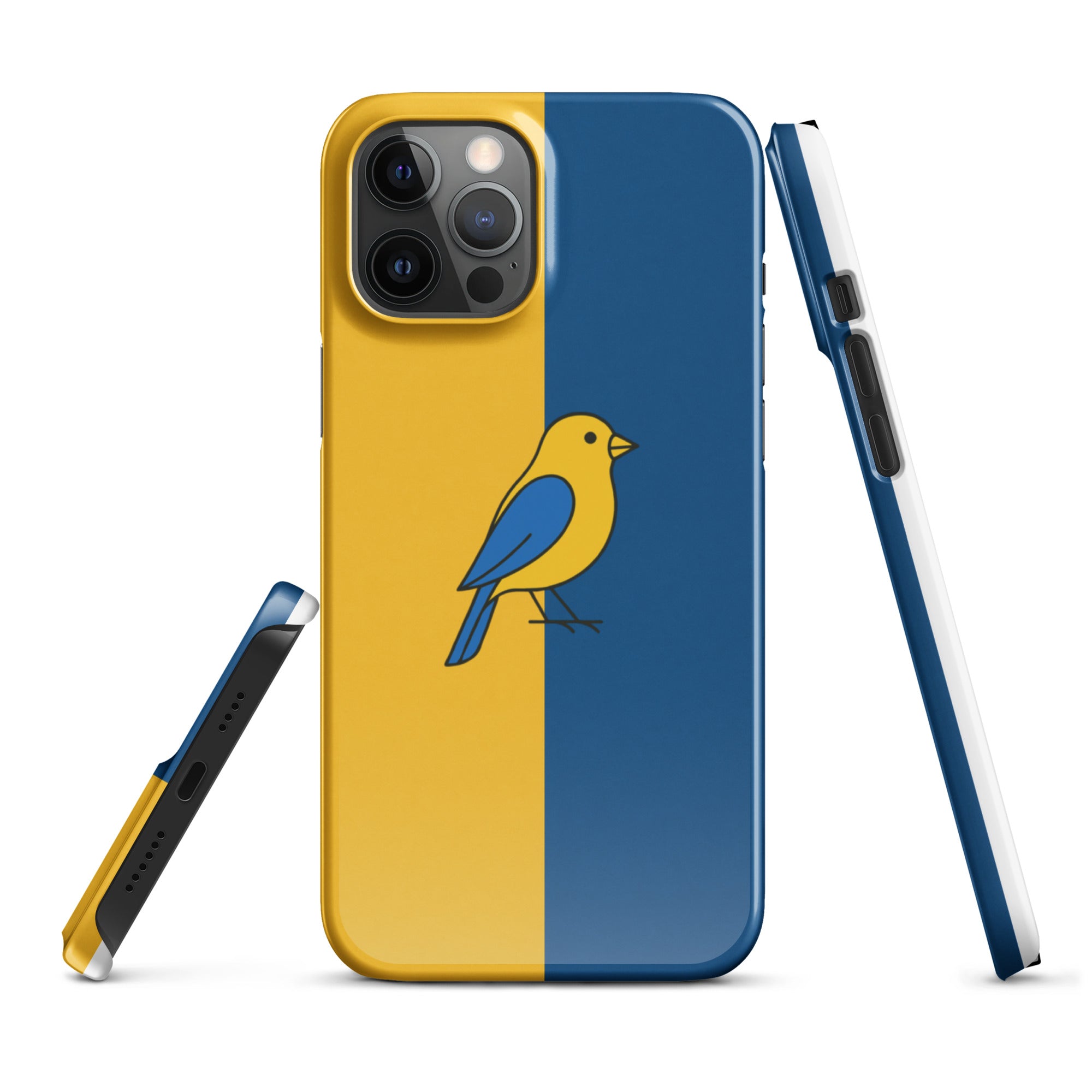 Cover iPhone Resistente – Compatibile con Ricarica Wireless – Design Uccellino Giallo Blu-Biiply