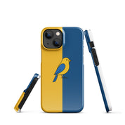 Cover iPhone Resistente – Compatibile con Ricarica Wireless – Design Uccellino Giallo Blu-Biiply