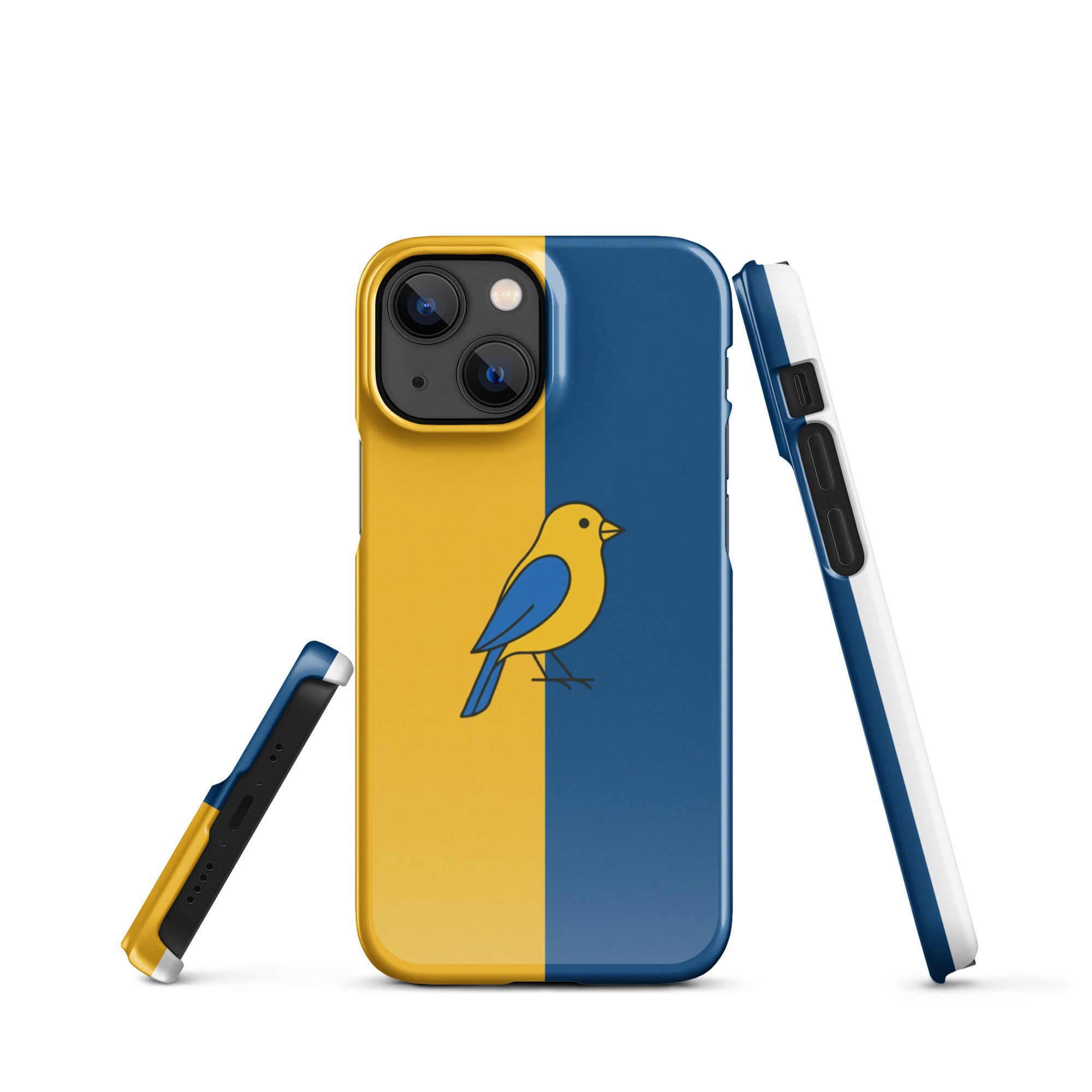 Cover iPhone Resistente – Compatibile con Ricarica Wireless – Design Uccellino Giallo Blu-Biiply