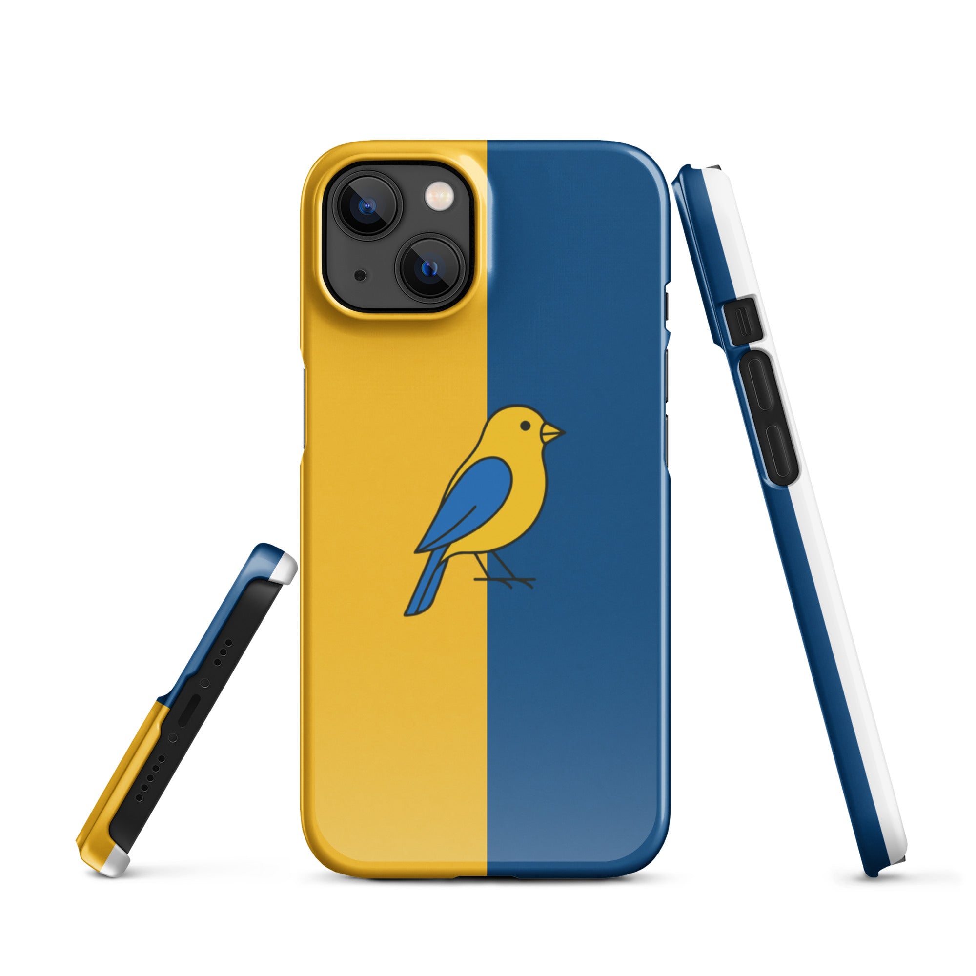 Cover iPhone Resistente – Compatibile con Ricarica Wireless – Design Uccellino Giallo Blu-Biiply