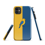 Durable iPhone Case – Compatible with Wireless Charging – Yellow and Blue Bird Design